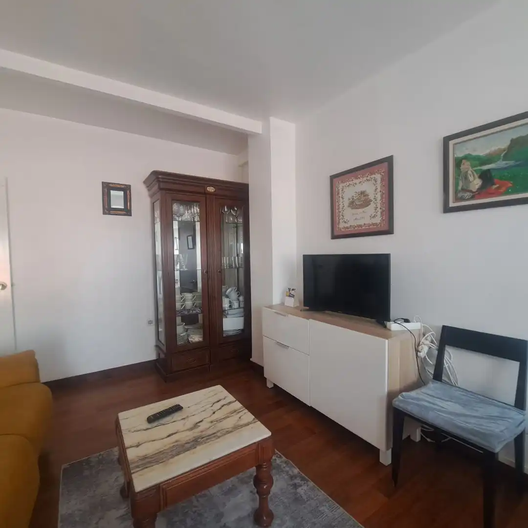 Sala d'estar de Pis de lloguer en Gijón  amb Calefacció, Moblat i Balcó