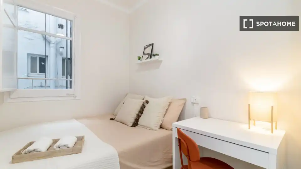 Schlafzimmer von Wohnung zur untervermieten in Barcelona mit Klimaanlage, Terrasse und Möbliert