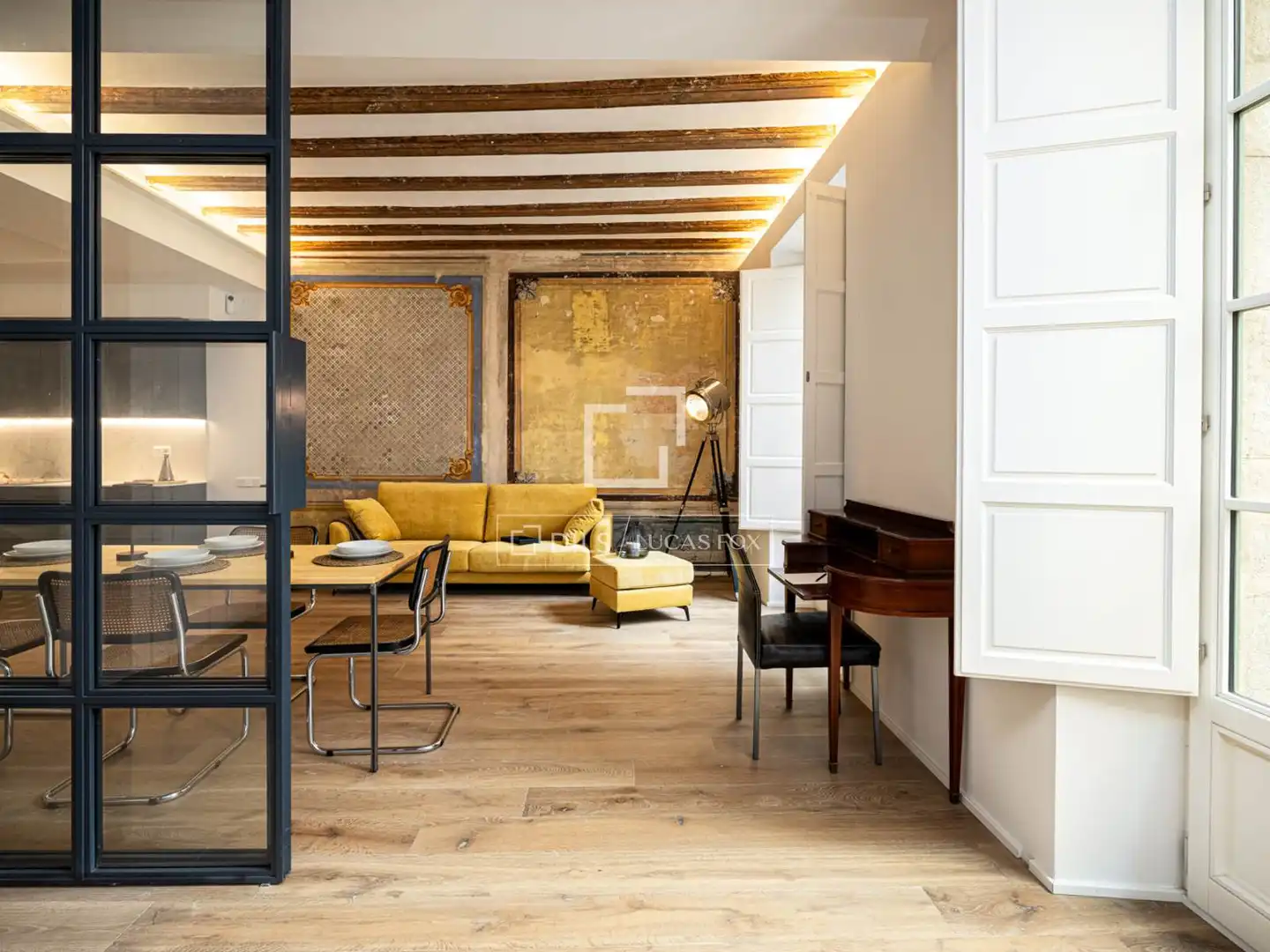 Wohnzimmer von Wohnung zur Miete in Barcelona mit Klimaanlage, Heizung und Parkett