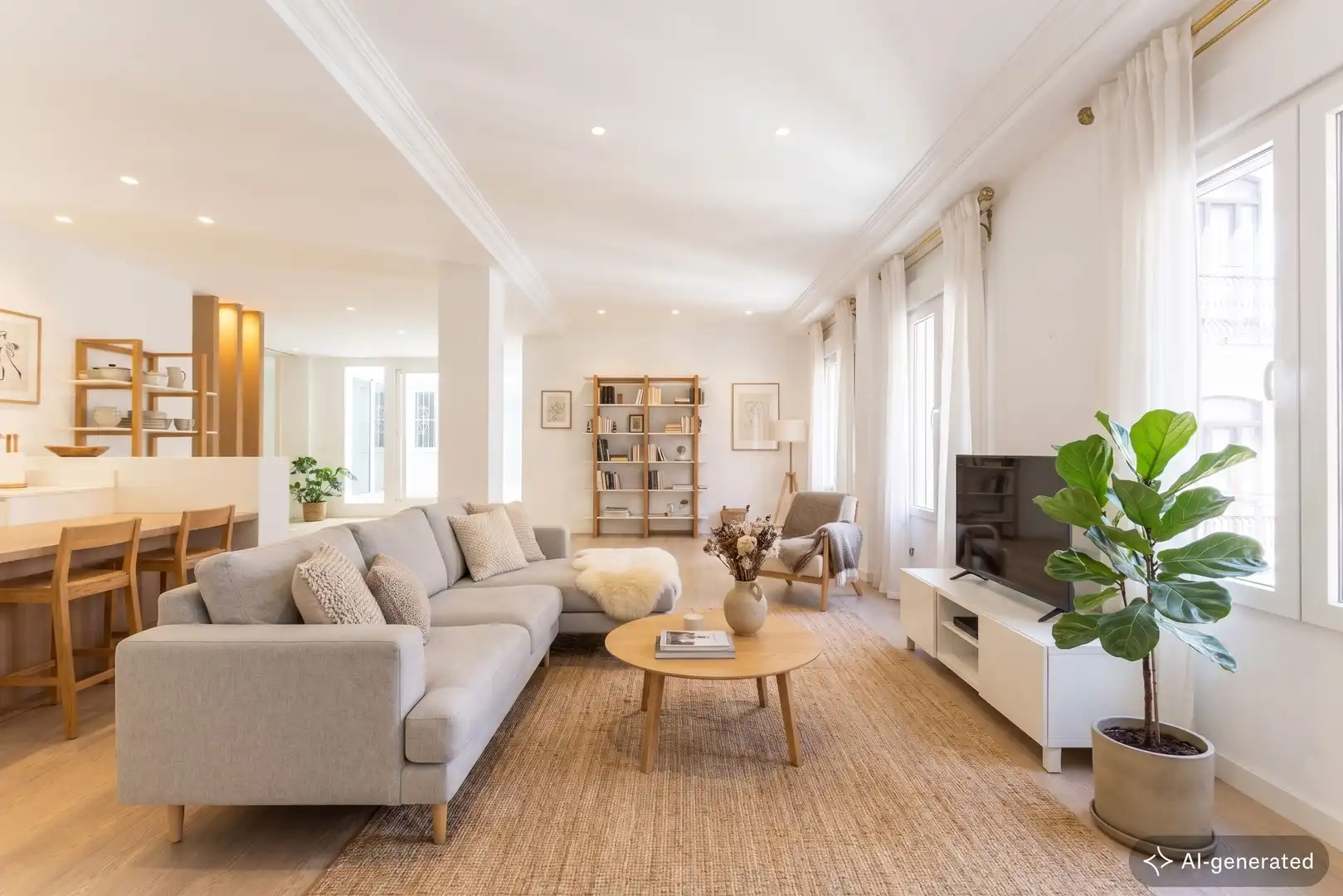 Living room of Flat for rent in Valencia  with Air Conditioner, Heating and Furnished