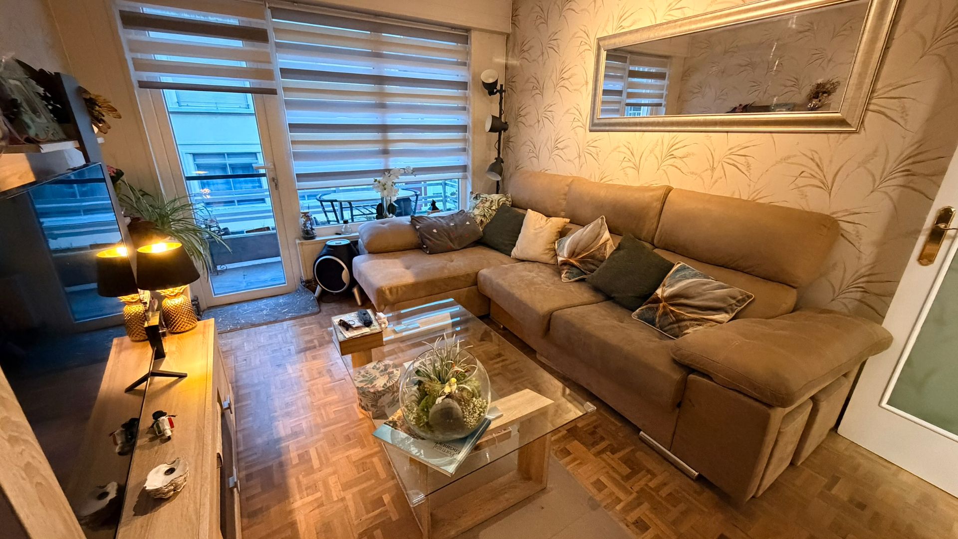 Living room of Flat for sale in Lugo Capital  with Heating, Terrace and Furnished