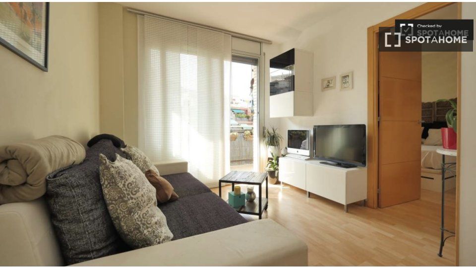 Sala d'estar de Pis de lloguer en  Barcelona Capital amb Aire condicionat, Calefacció i Moblat