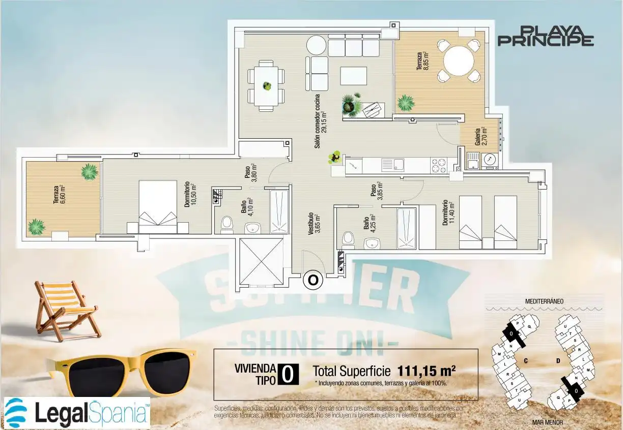 Apartamento en venta en La Manga del Mar Menor con Jardín privado, Terraza y Piscina