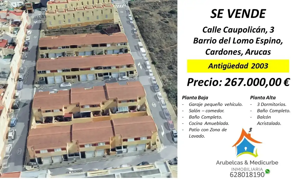 Außenansicht von Einfamilien-Reihenhaus zum Verkauf in Arucas mit Ofen, Mikrowelle und Balkon