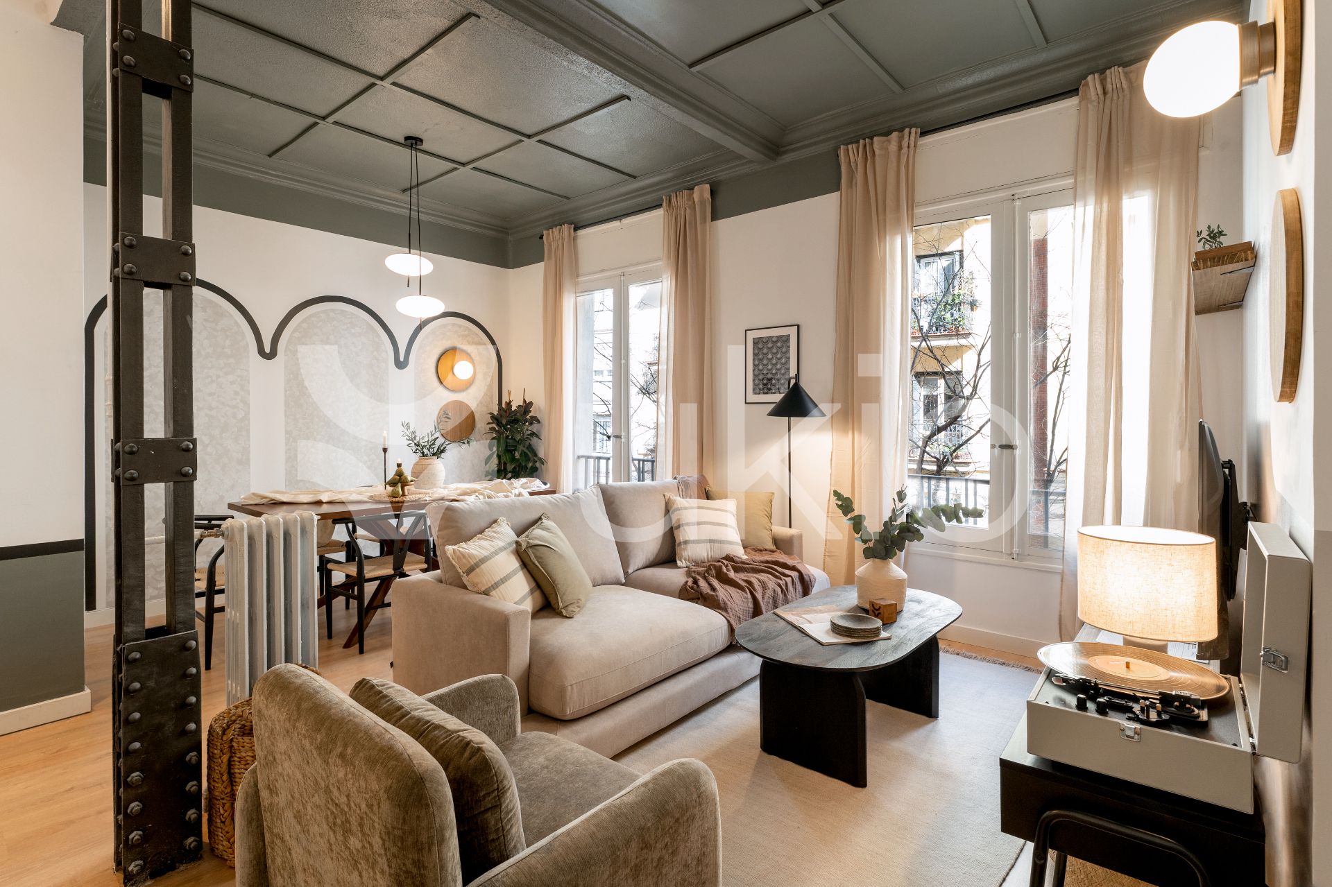 Living room of Apartment to rent in  Madrid Capital  with Air Conditioner, Heating and Furnished