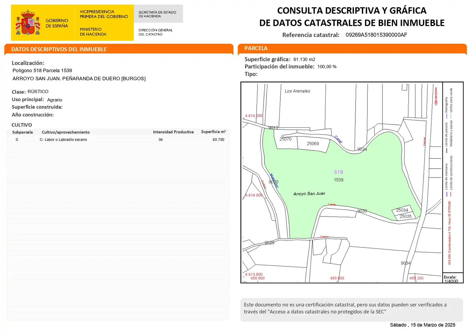 Terreno rústico en venta en Peñaranda de Duero, imagen 4