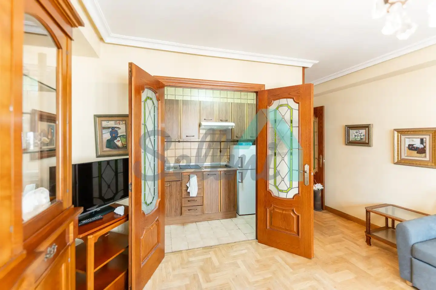 Küche von Wohnung zur Miete in Gijón  mit Heizung, Parkett und Terrasse