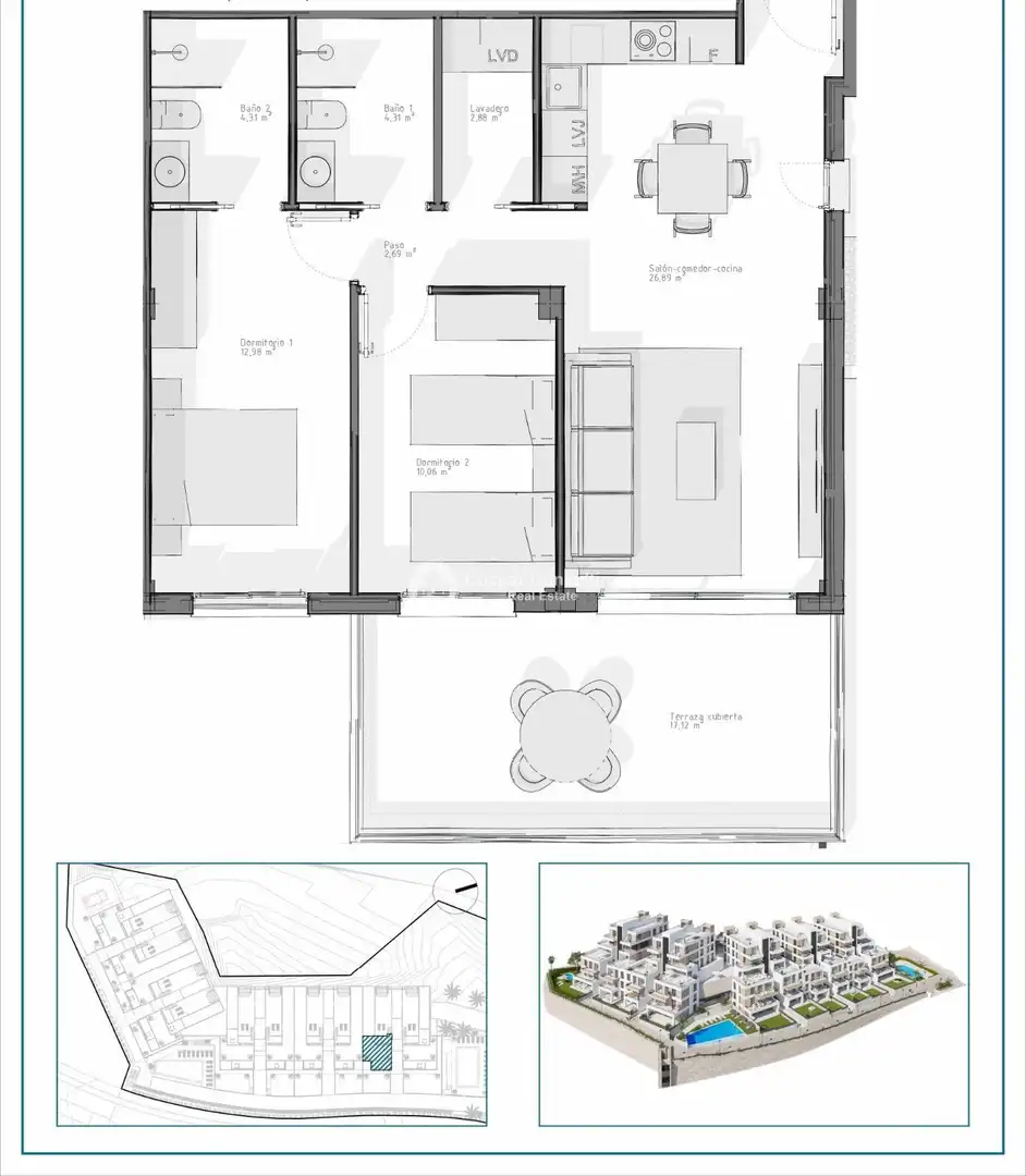 Schlafzimmer von Wohnungen zum Verkauf in Vera mit Heizung, Terrasse und Abstellraum