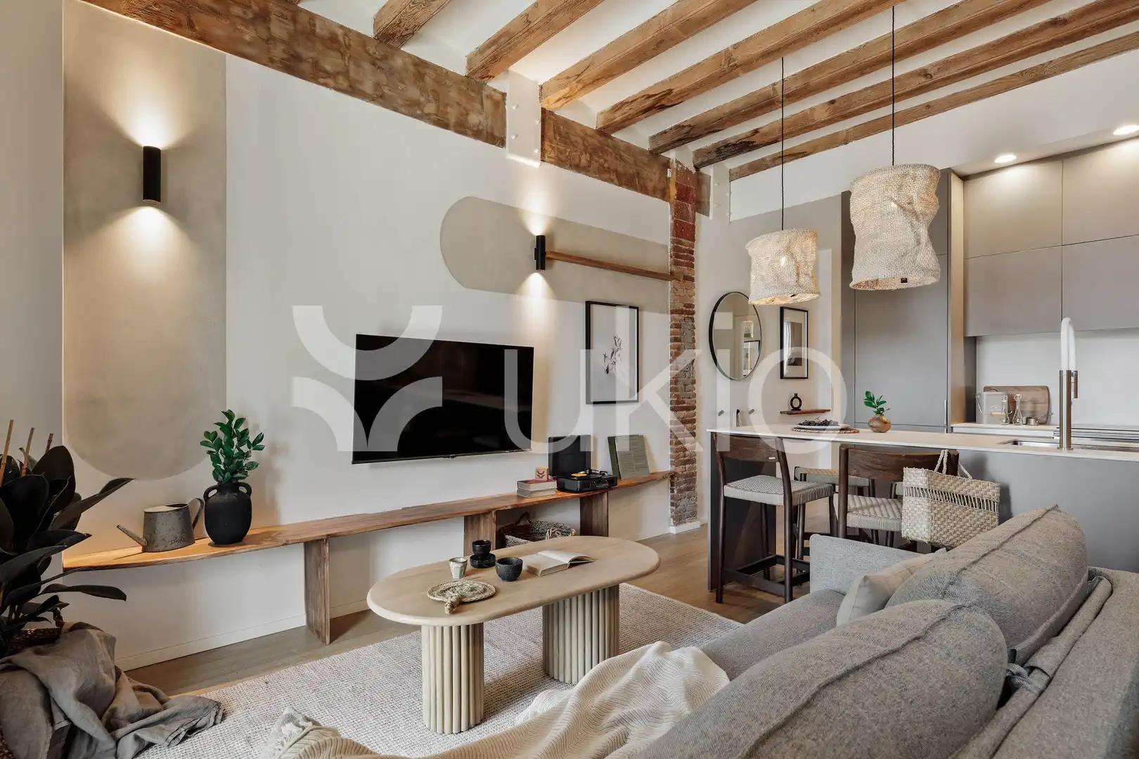 Sala de estar de Apartamento de alquiler en Barcelona con Aire acondicionado, Calefacción y Amueblado