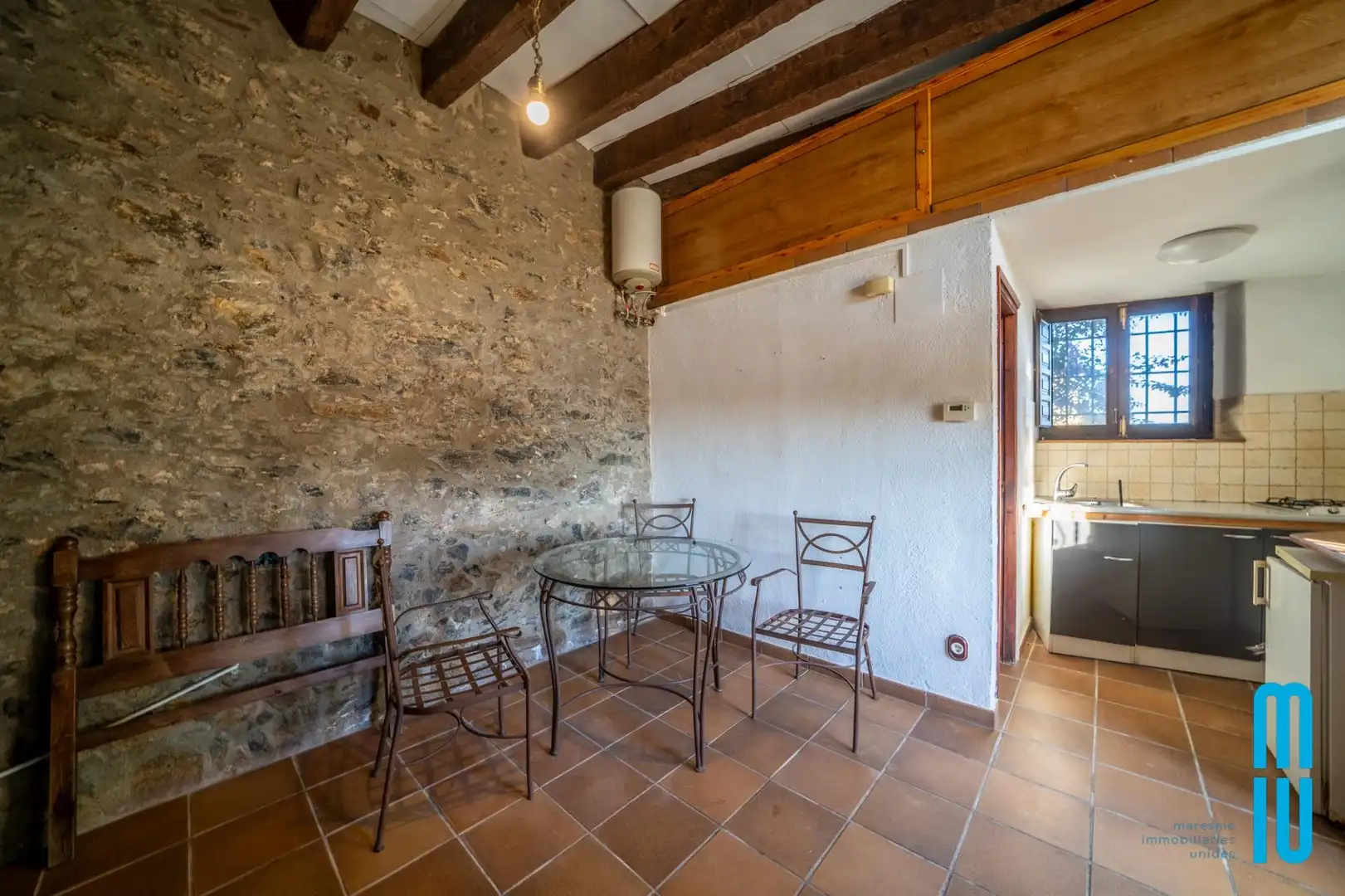 Menjador de Finca rústica de lloguer en Pineda de Mar amb Calefacció, Jardí privat i Terrassa