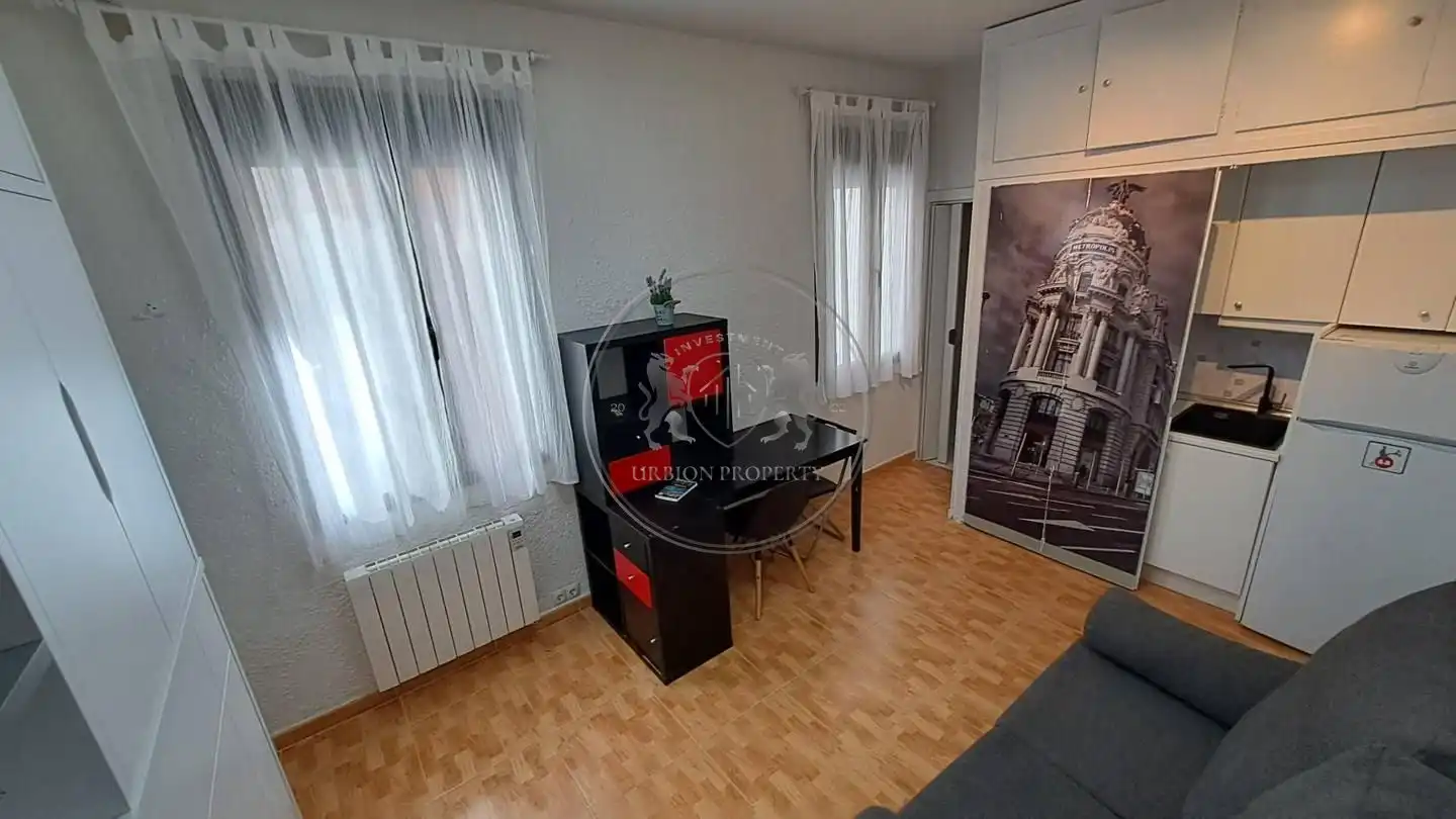 Sala de estar de Estudio de alquiler en Madrid con Calefacción y Amueblado