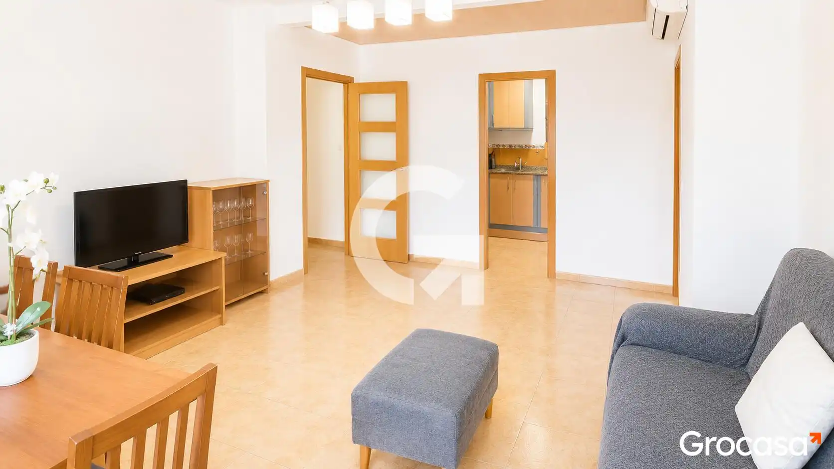 Wohnzimmer von Wohnung zum Verkauf in Vilanova i la Geltrú mit Klimaanlage, Terrasse und Ofen