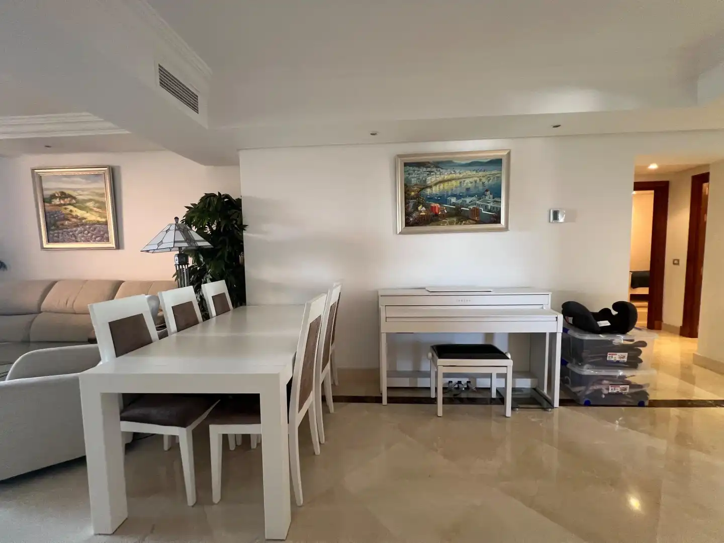 Dining room of Flat for sale in Estepona  with Air Conditioner, Private garden and Terrace
