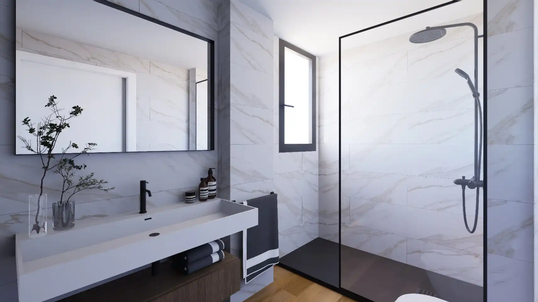 Baño de Apartamento en venta en Jávea / Xàbia con Aire acondicionado, Calefacción y Jardín privado