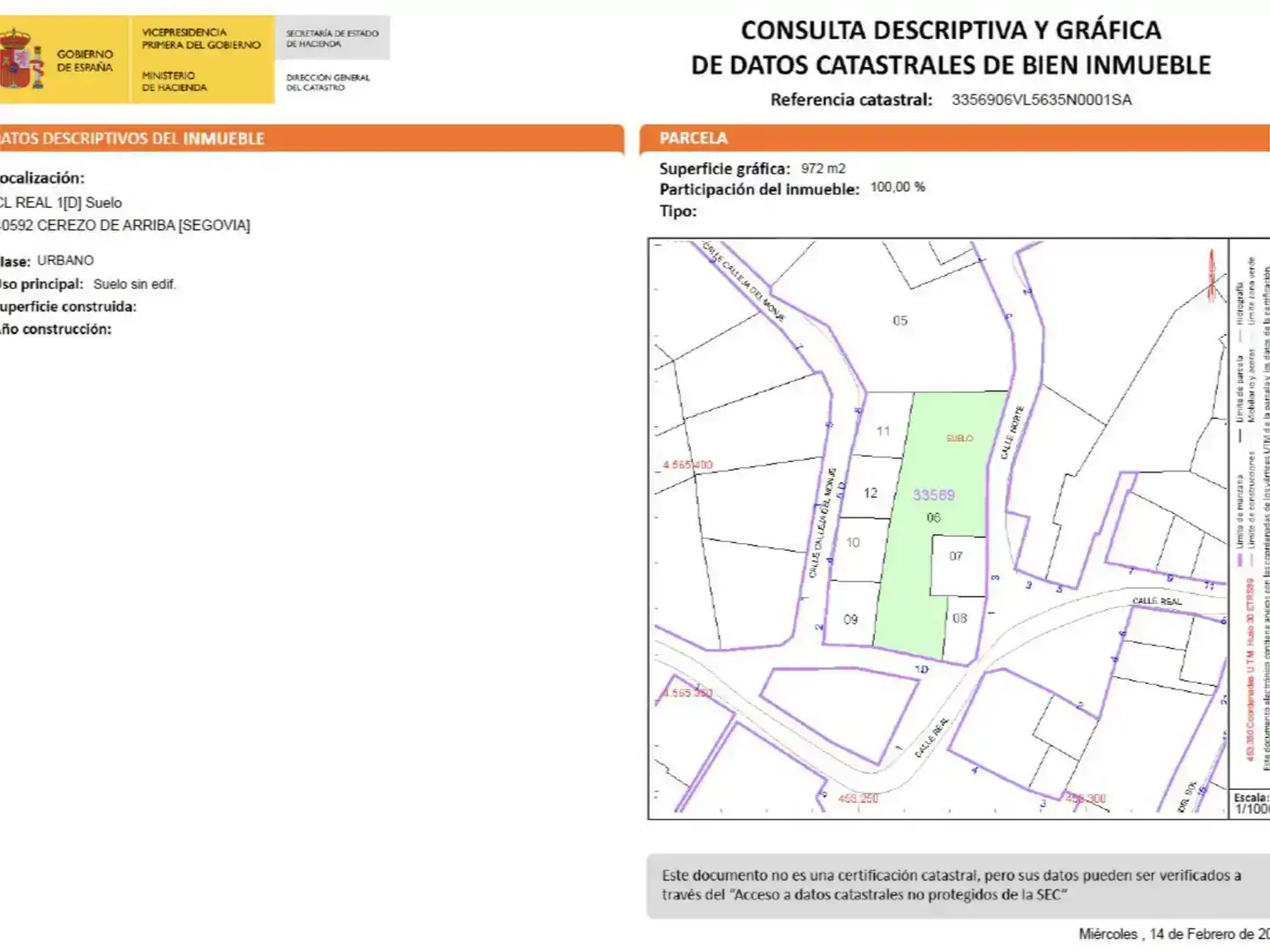 Land for sale in Cerezo de Arriba