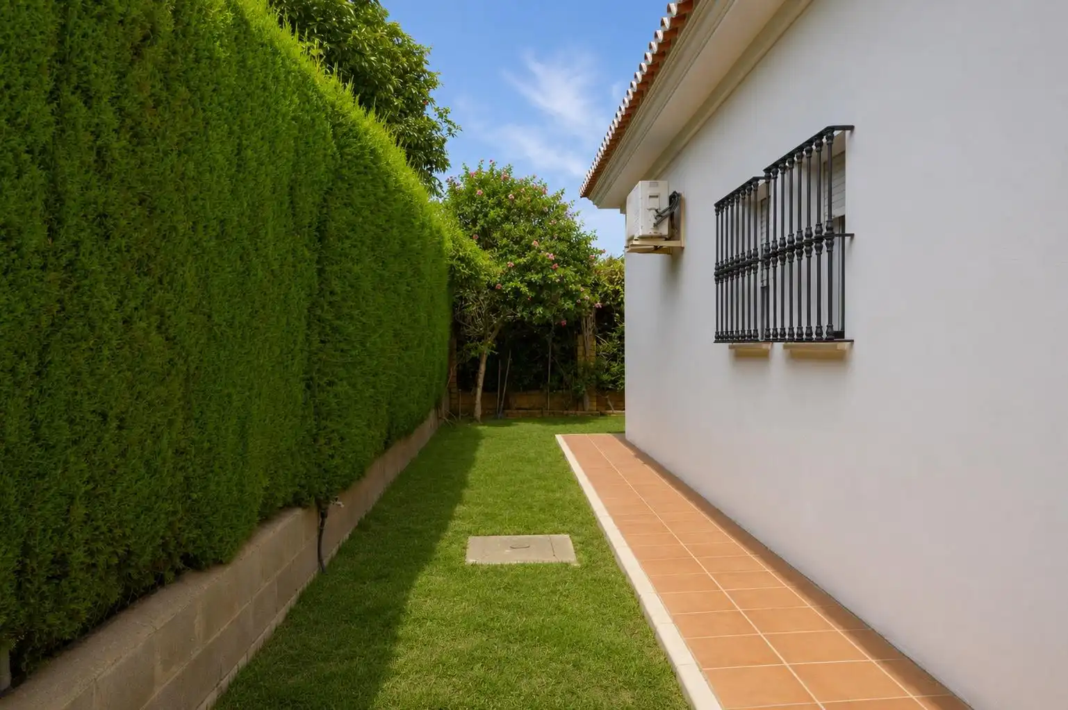 Jardí de Casa o xalet en venda en Sanlúcar la Mayor amb Jardí privat, Traster i Piscina