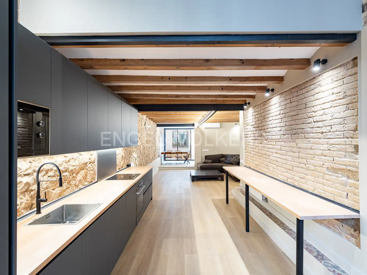 Cocina de Piso de alquiler en Barcelona con Aire acondicionado, Calefacción y Parquet