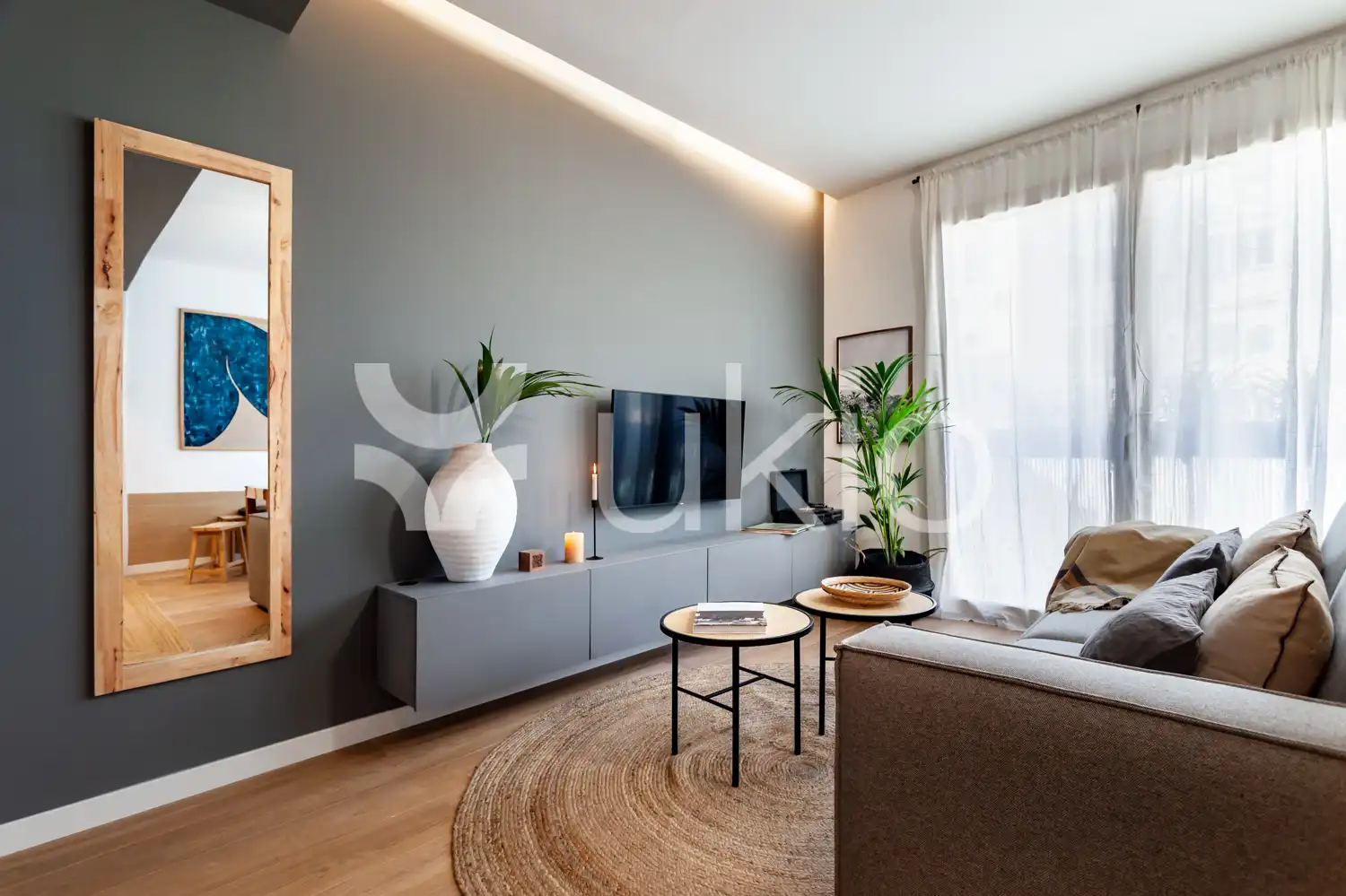 Sala de estar de Apartamento de alquiler en Barcelona con Aire acondicionado, Calefacción y Amueblado