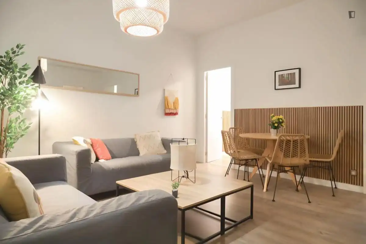 Wohnzimmer von Wohnungen zur untervermieten in Madrid mit Heizung, Möbliert und Ofen