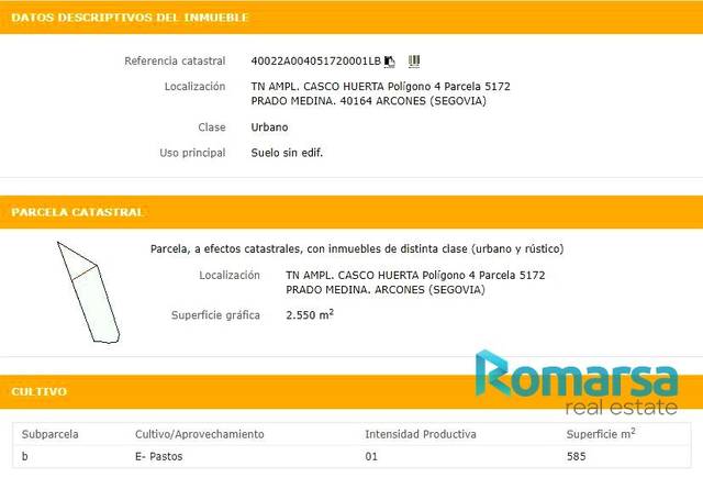 Terreno residencial en Venta en POLIGONO 4 en Arcones