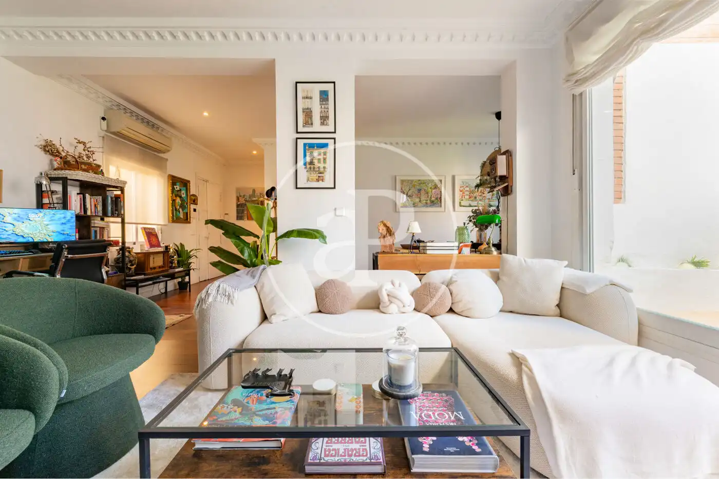 Wohnzimmer von Wohnung zur Miete in Madrid mit Klimaanlage, Heizung und Terrasse