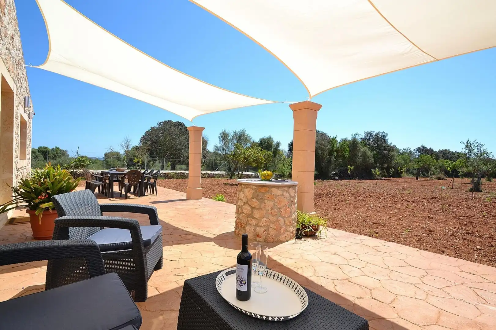 Terrace of Country homes for rent in Llubí  with Private garden, Terrace and Swimming Pool