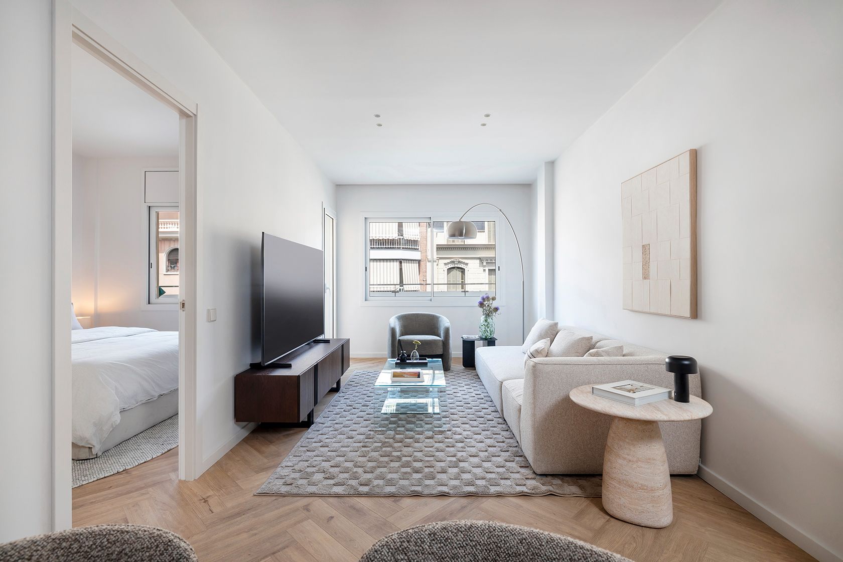 Living room of Flat to rent in  Barcelona Capital  with Air Conditioner, Heating and Parquet flooring