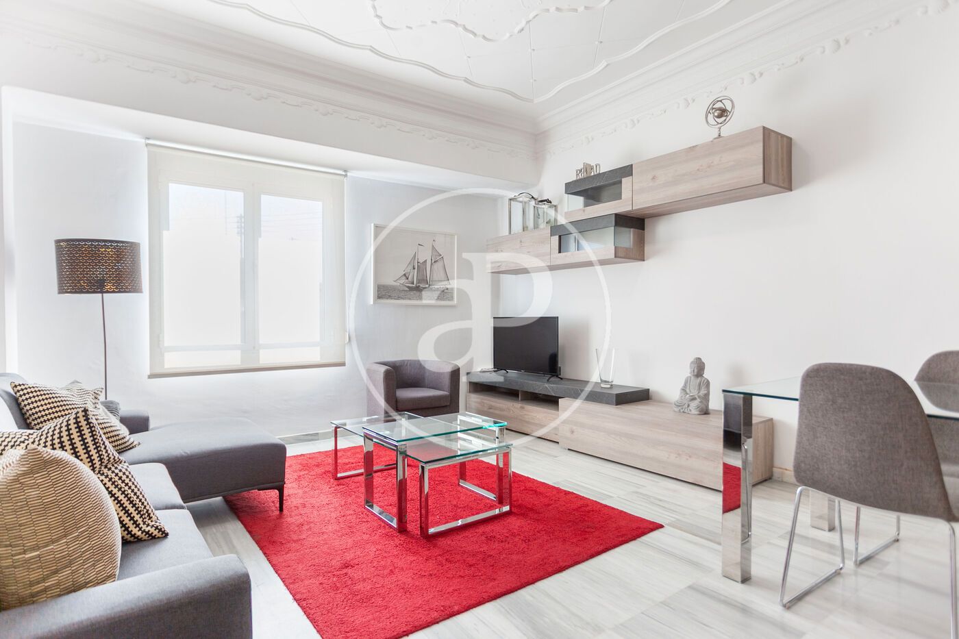 Sala de estar de Piso de alquiler en  Valencia Capital con Aire acondicionado, Calefacción y Amueblado