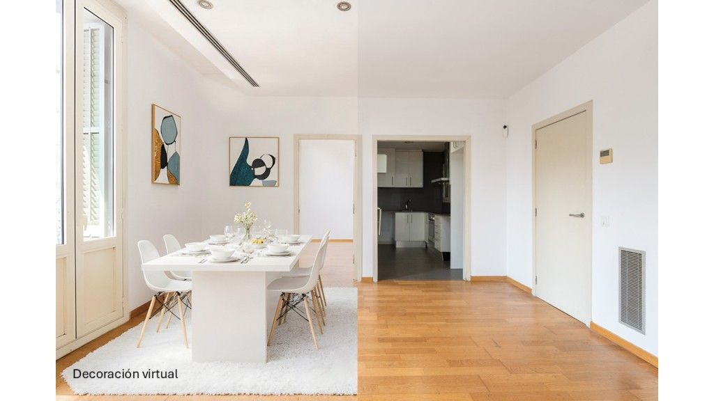 Menjador de Apartament en venda en  Barcelona Capital amb Aire condicionat, Parquet i Balcó