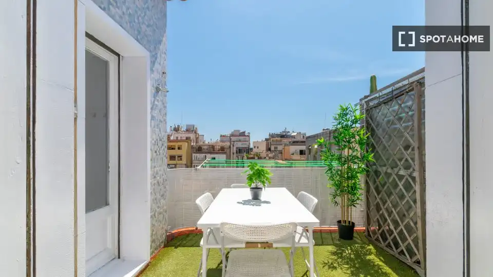 Terrasse von Wohnung zur untervermieten in Barcelona mit Klimaanlage, Heizung und Möbliert