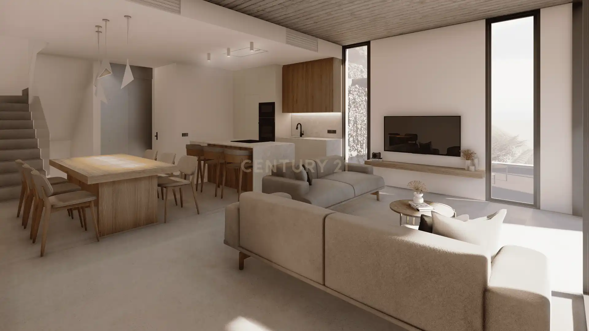 Wohnzimmer von Einfamilien-Reihenhaus zum Verkauf in Begur mit Klimaanlage, Privatgarten und Gemeinschaftspool