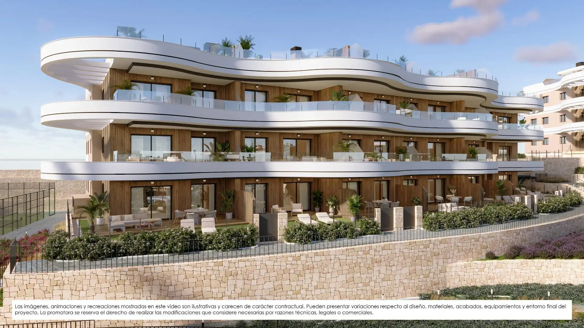 Außenansicht von Wohnungen zum Verkauf in Benidorm mit Klimaanlage, Heizung und Privatgarten