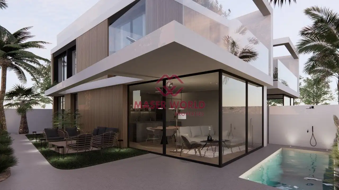 Vista exterior de Casa o chalet en venta en Pilar de la Horadada con Jardín privado, Terraza y Piscina
