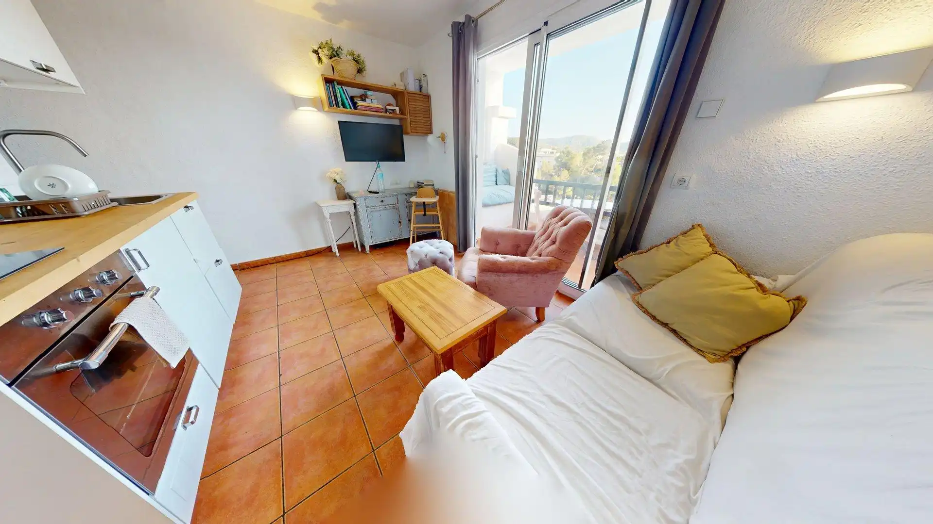 Sala de estar de Dúplex en venta en Sant Josep de sa Talaia con Aire acondicionado, Terraza y Piscina