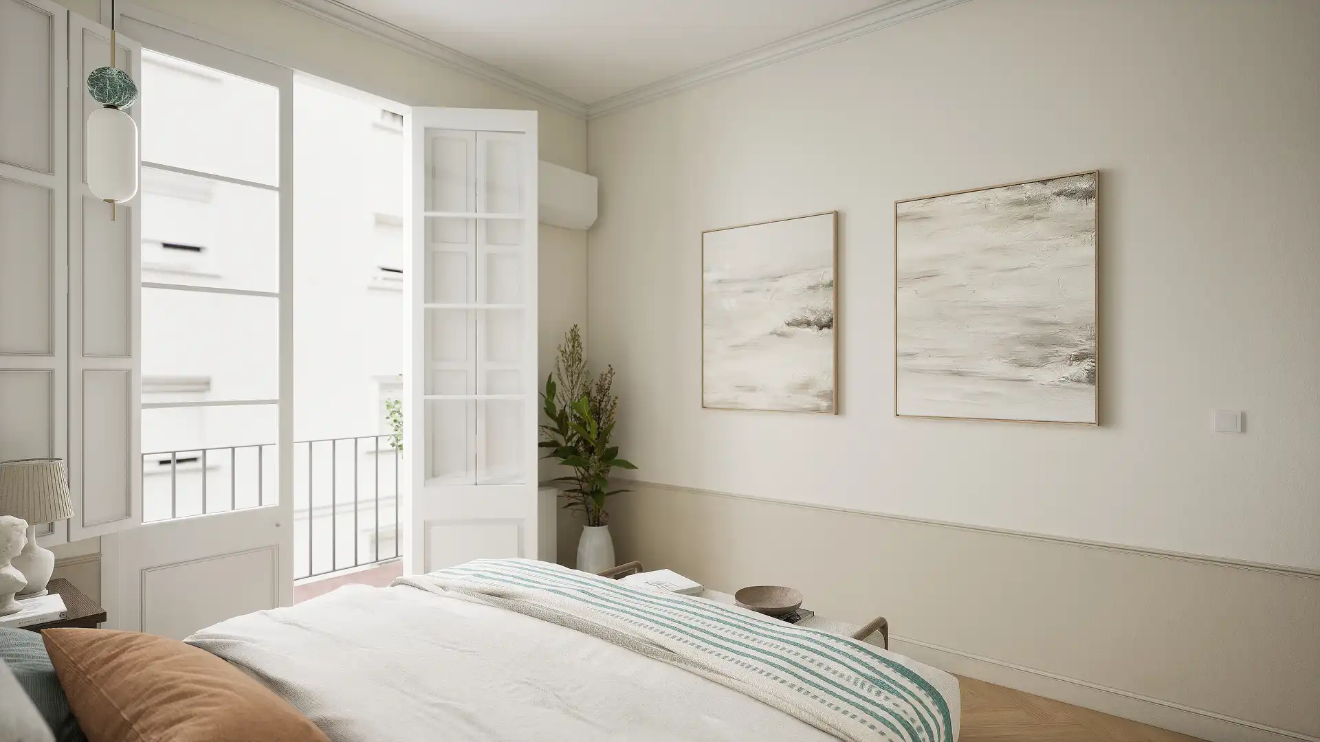 Schlafzimmer von Wohnungen zur Miete in Barcelona mit Klimaanlage, Heizung und Parkett