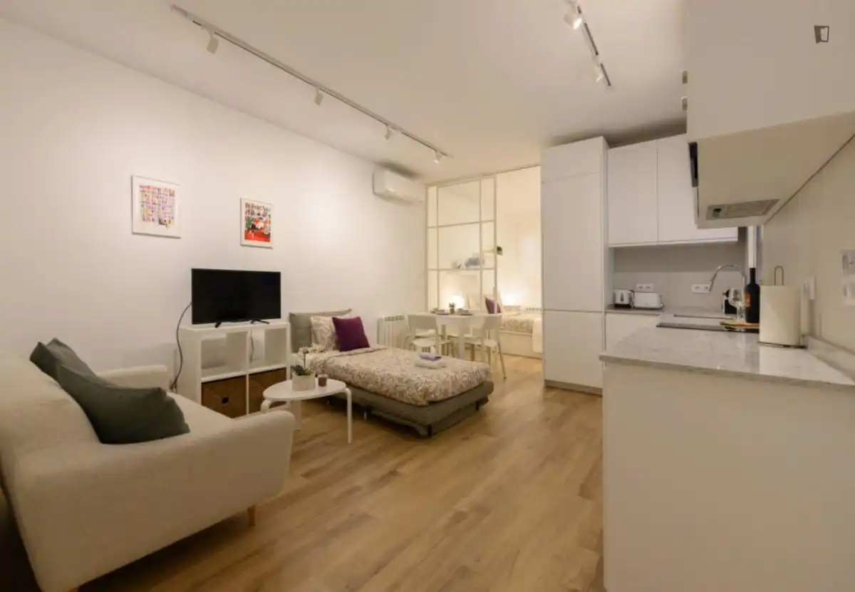 Sala d'estar de Apartament de lloguer en Madrid amb Aire condicionat, Calefacció i Moblat