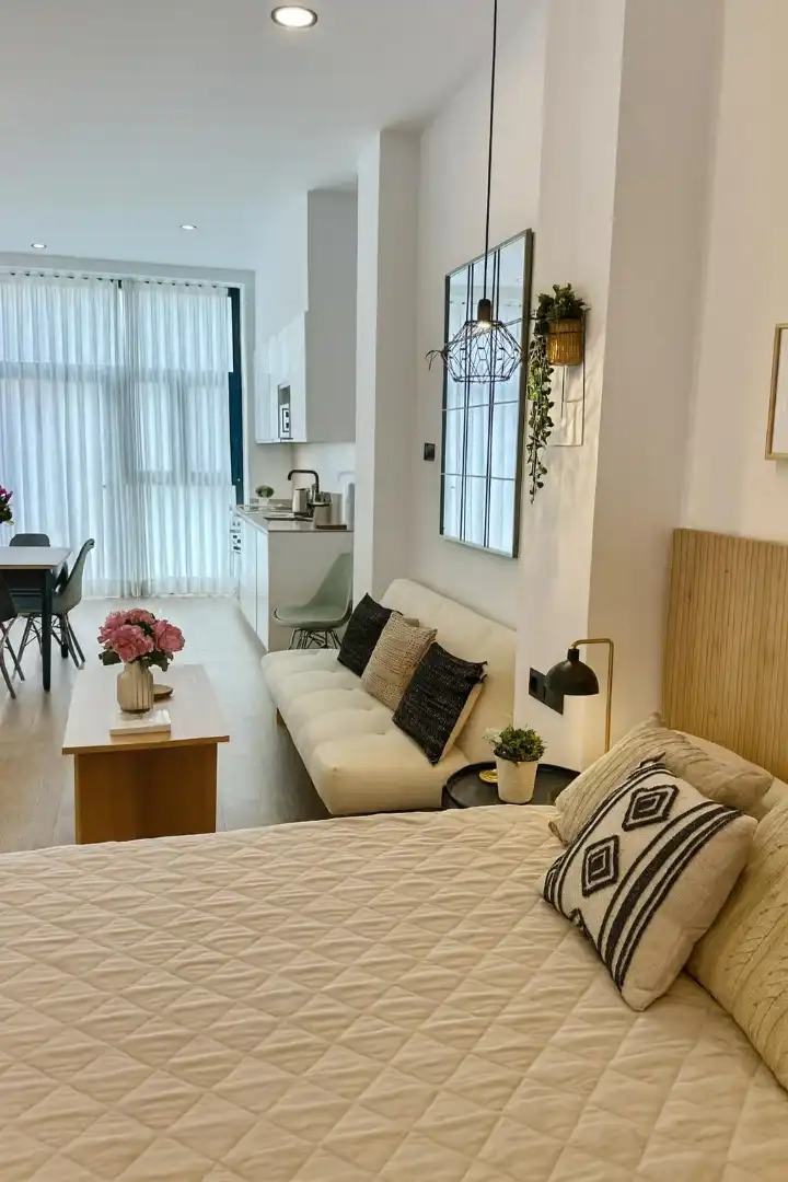 Sala de estar de Estudio en venta en Valencia con Aire acondicionado, Terraza y Amueblado