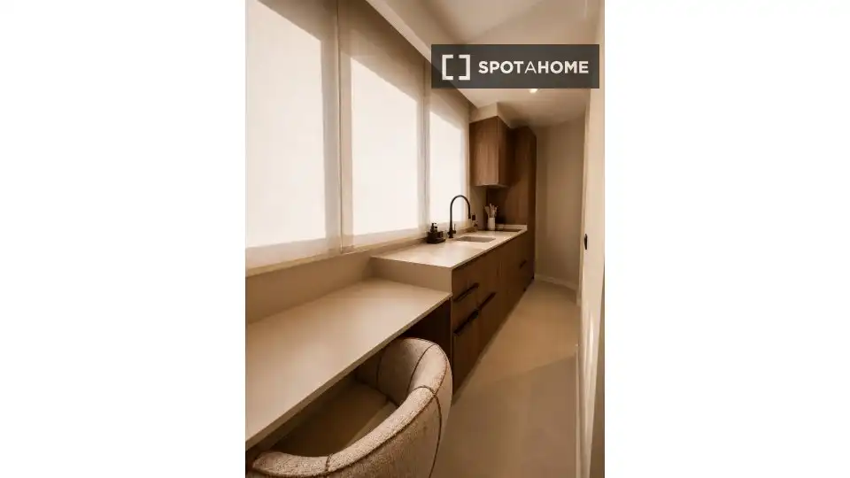 Kitchen of Apartments for share in Barcelona  with Air Conditioner, Terrace and Furnished