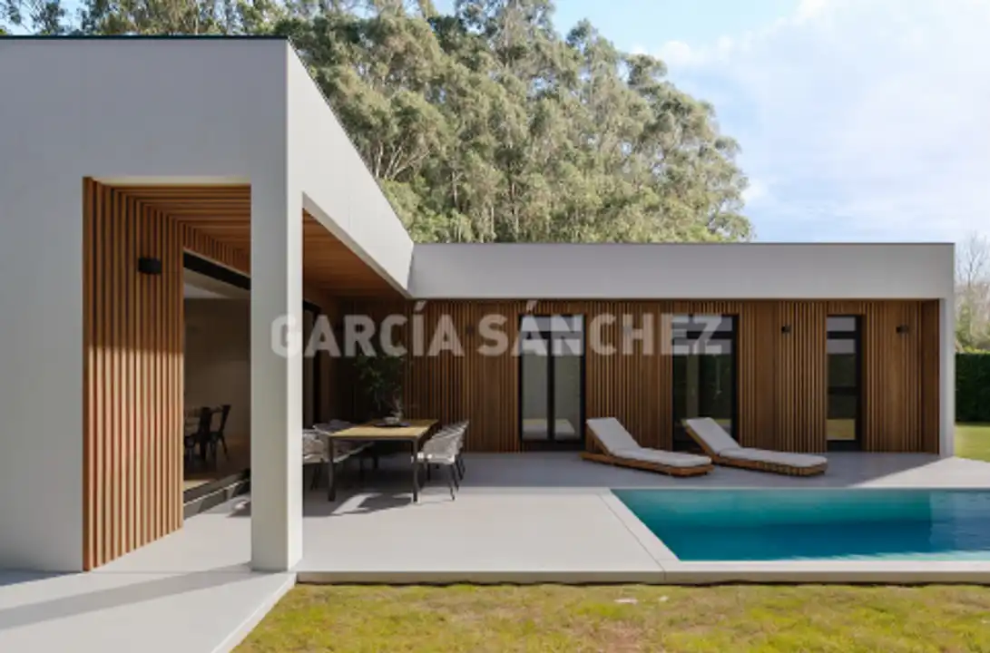 Terrassa de Casa o xalet en venda en Boiro amb Jardí privat, Terrassa i Piscina