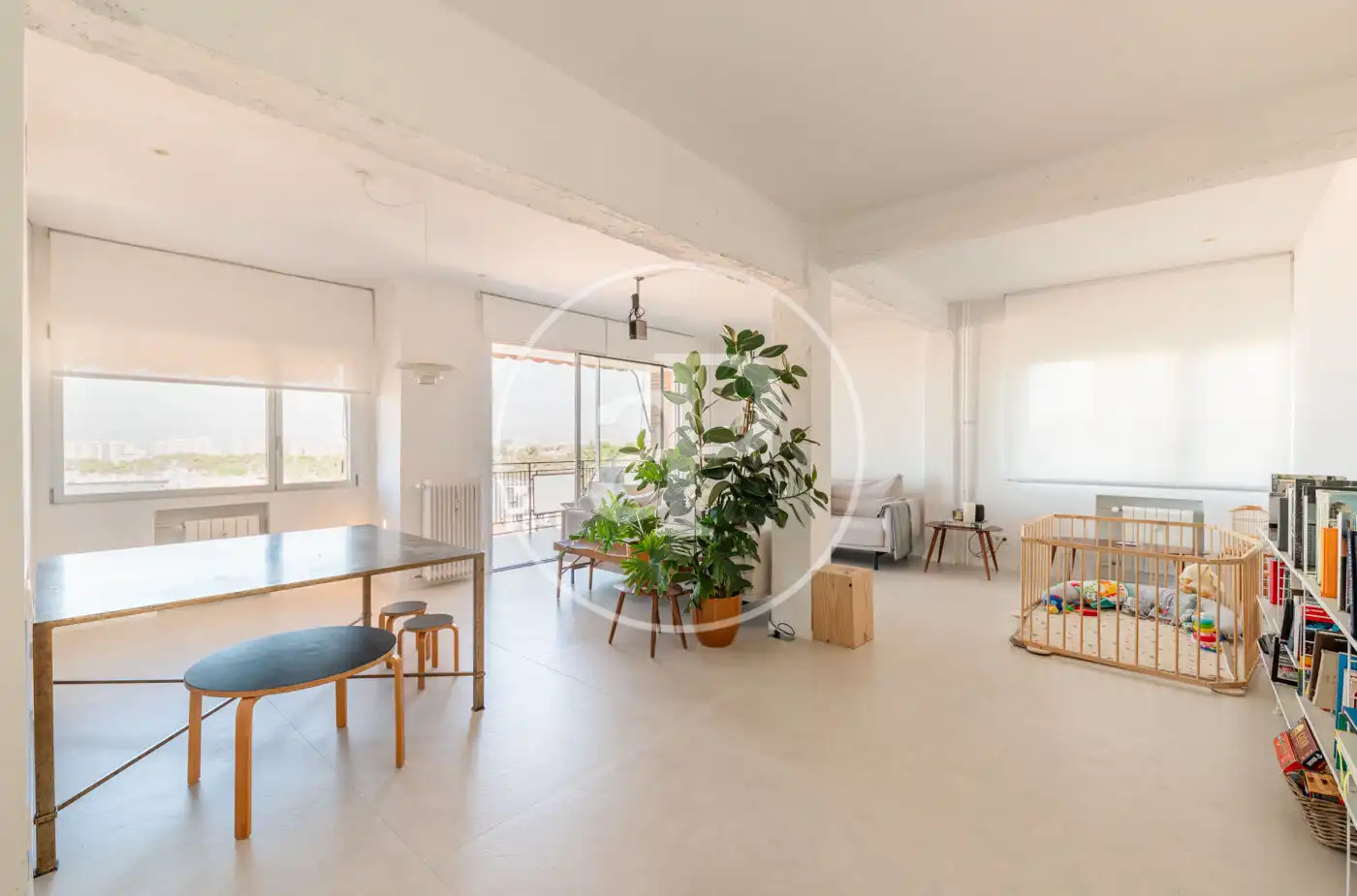 Wohnzimmer von Wohnung zur Miete in Madrid mit Klimaanlage, Heizung und Terrasse