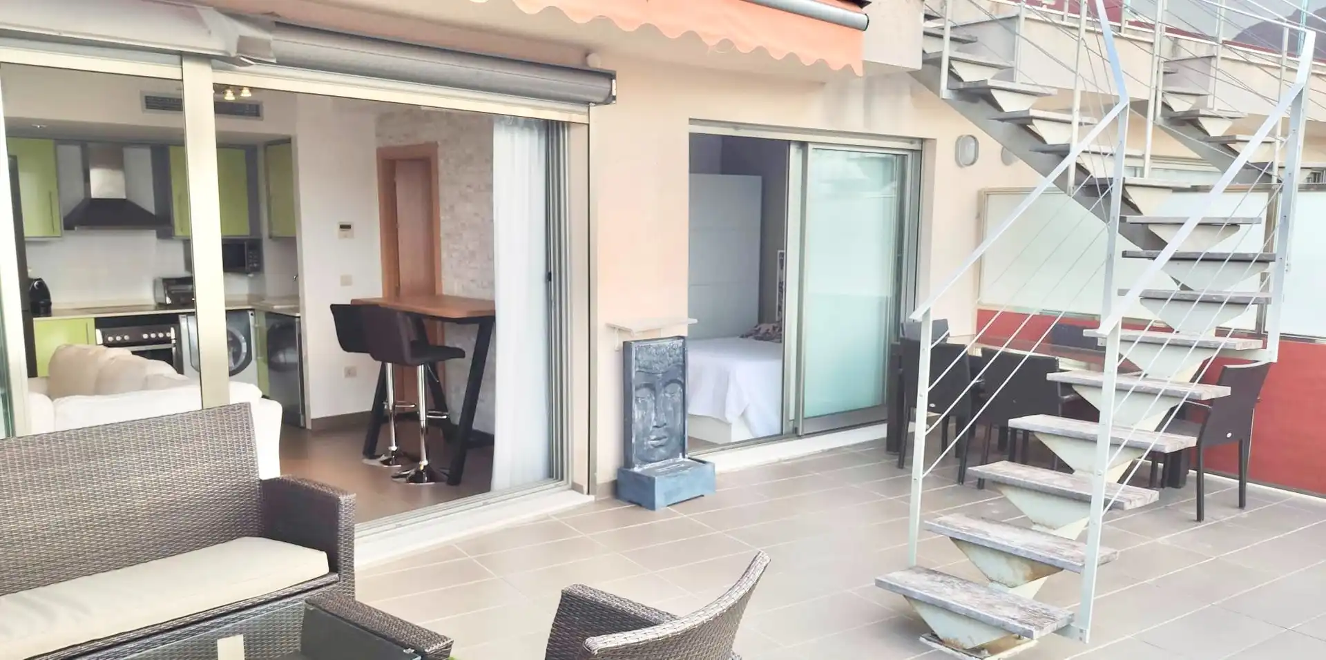 Terraza de Apartamento de alquiler en Calpe / Calp con Aire acondicionado, Piscina y Amueblado