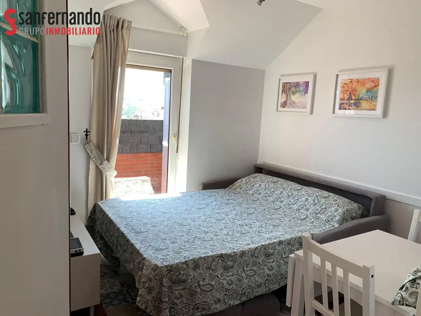 Dormitori de Apartament de lloguer en Suances amb Calefacció, Jardí privat i Terrassa