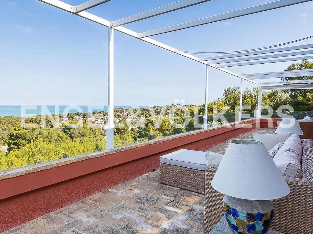 Terrasse von Haus oder Chalet zur Miete in Jávea / Xàbia mit Klimaanlage, Heizung und Privatgarten