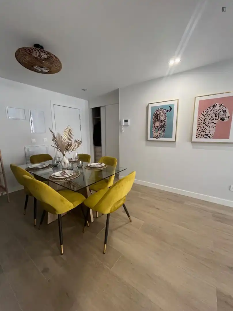 Menjador de Apartament de lloguer en Madrid amb Aire condicionat, Calefacció i Moblat