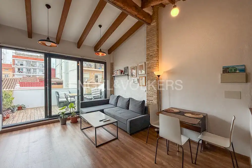 Wohnzimmer von Wohnung zur Miete in Valencia mit Klimaanlage, Heizung und Terrasse