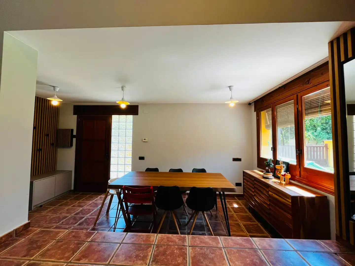 Dining room of Houses for rent in Sant Martí de Llémena  with Air Conditioner, Heating and Private garden