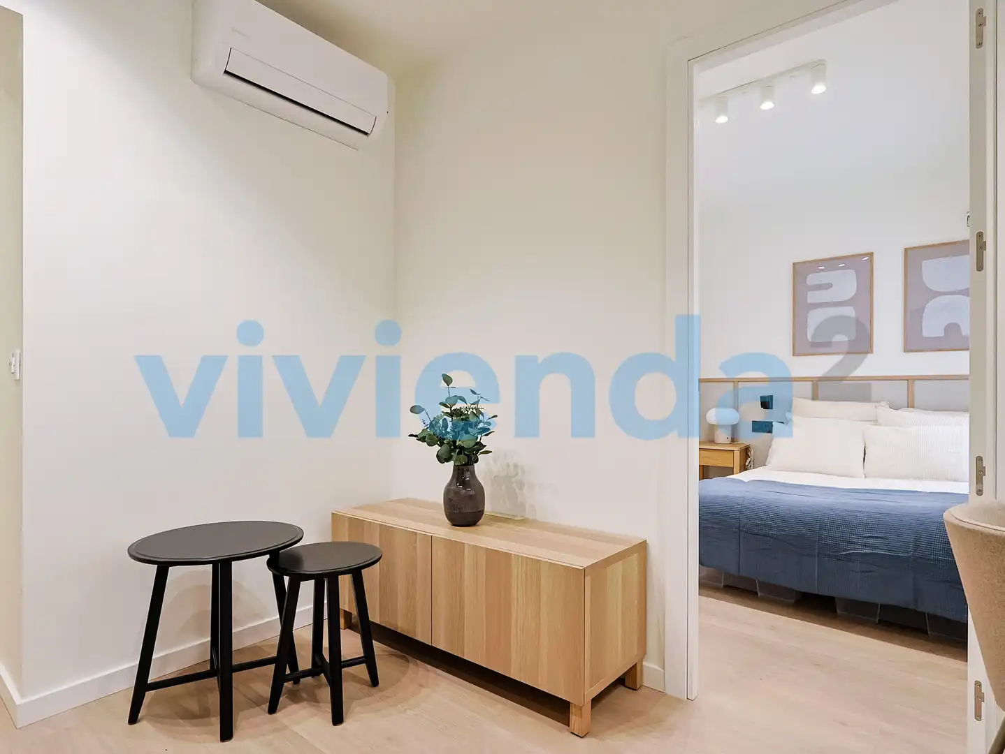 Schlafzimmer von Wohnung zur Miete in Madrid mit Klimaanlage und Balkon