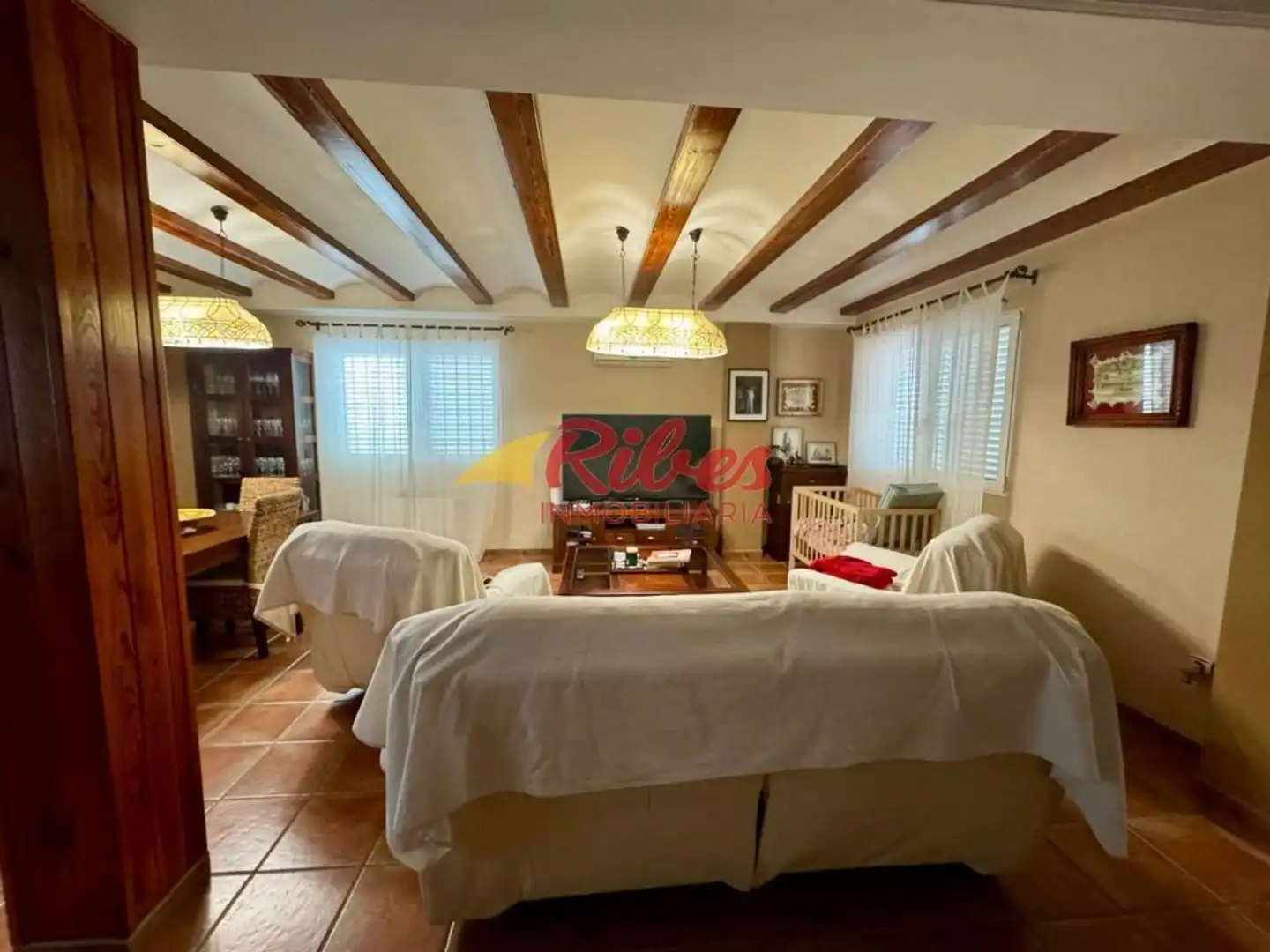 Sala d'estar de Casa o xalet en venda en Cullera amb Aire condicionat, Jardí privat i Terrassa