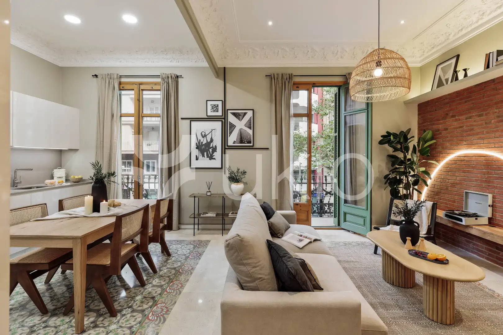 Sala de estar de Apartamento de alquiler en Barcelona con Aire acondicionado, Calefacción y Amueblado
