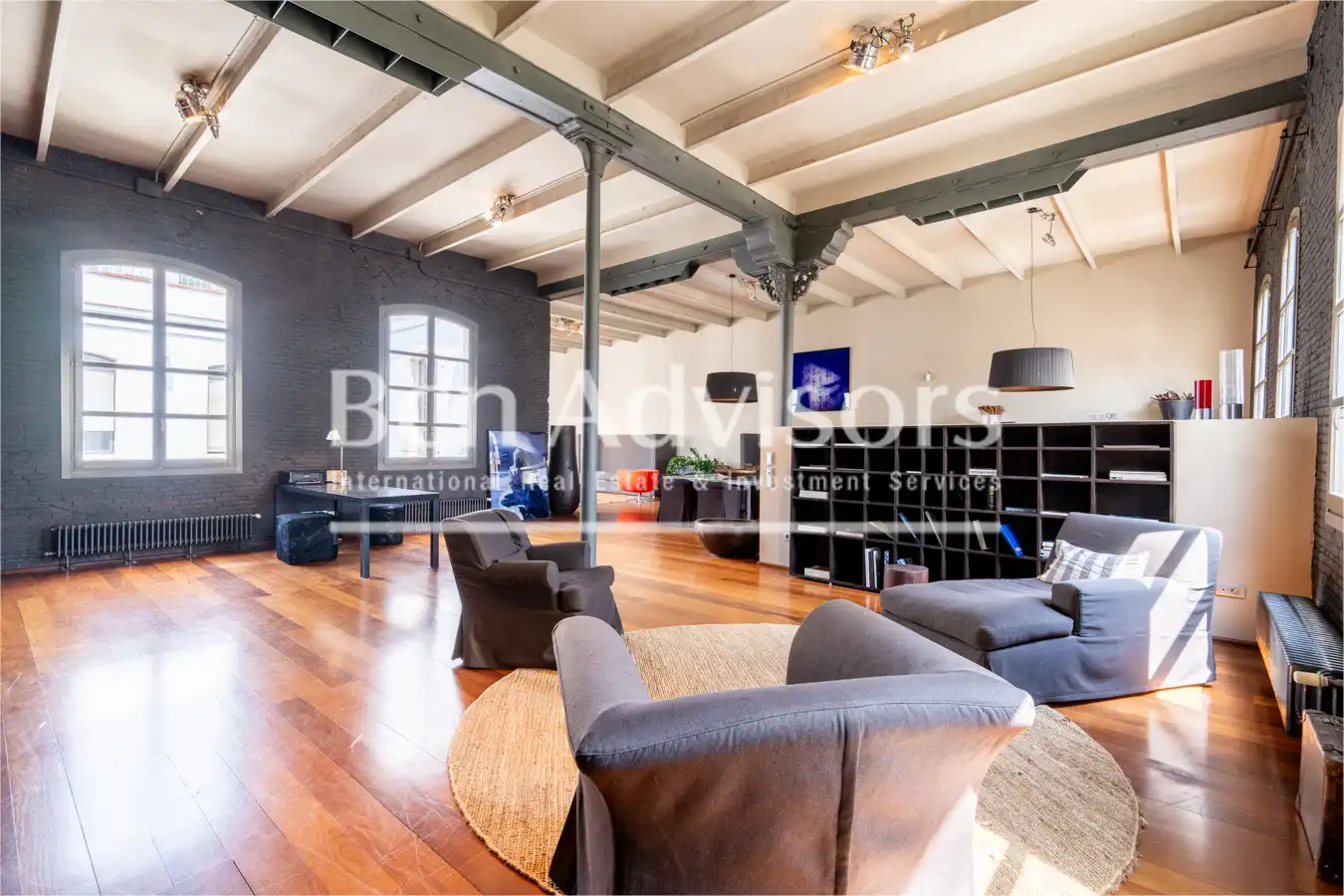 Wohnzimmer von Dachboden zur Miete in Barcelona mit Klimaanlage, Heizung und Terrasse